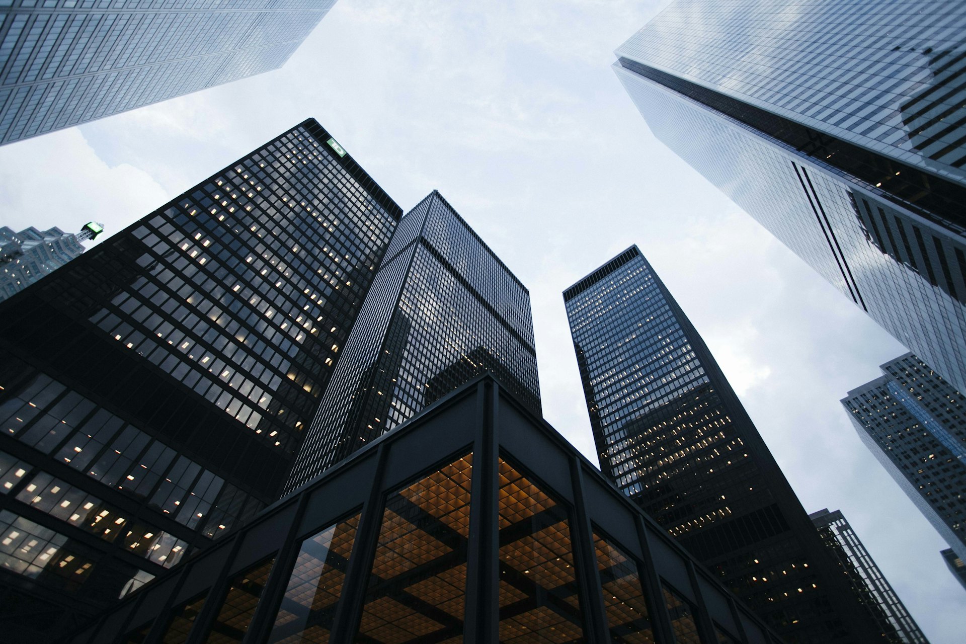 Modern skyscrapers viewed from below